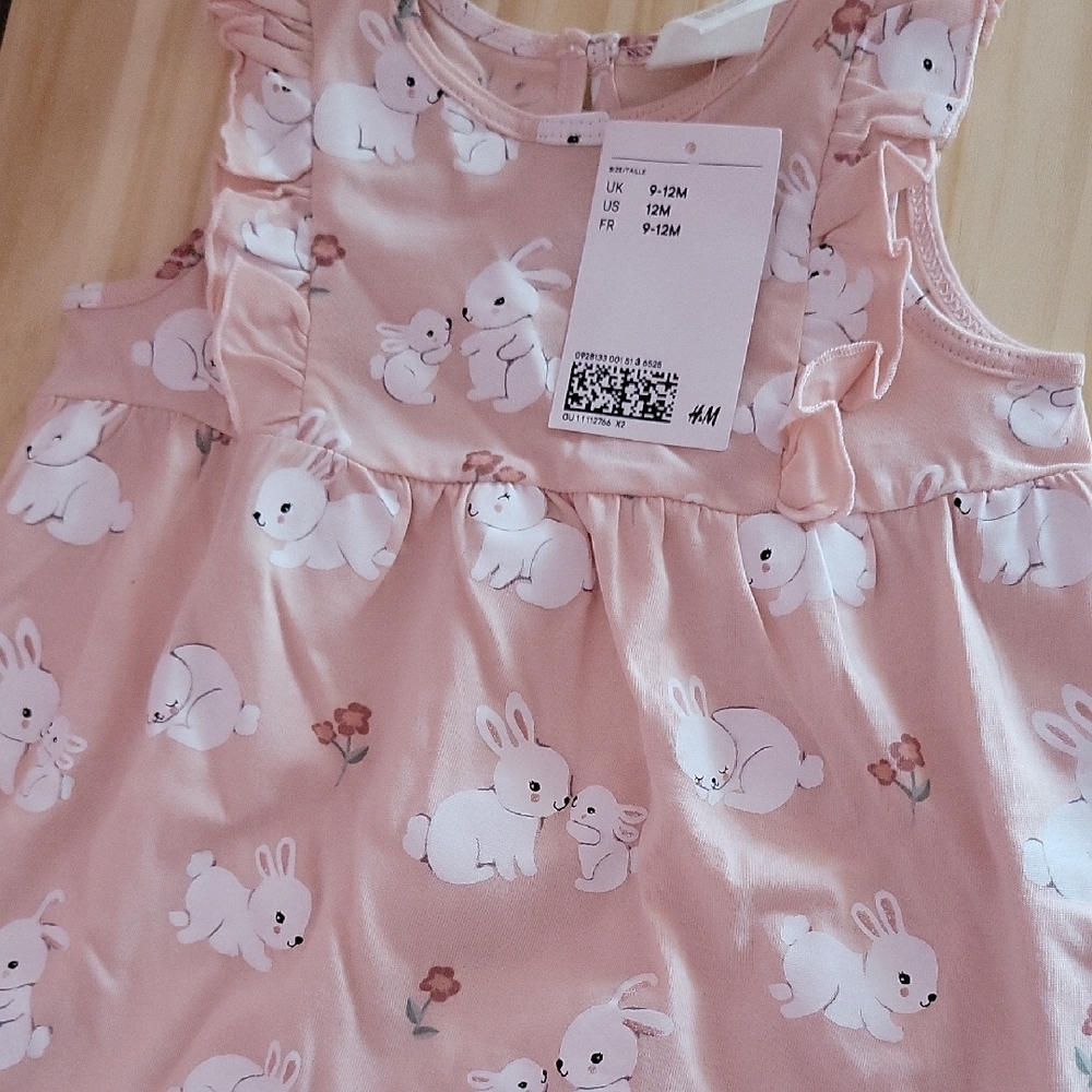 H&M Pink Bunny Ruffle Baby Dress